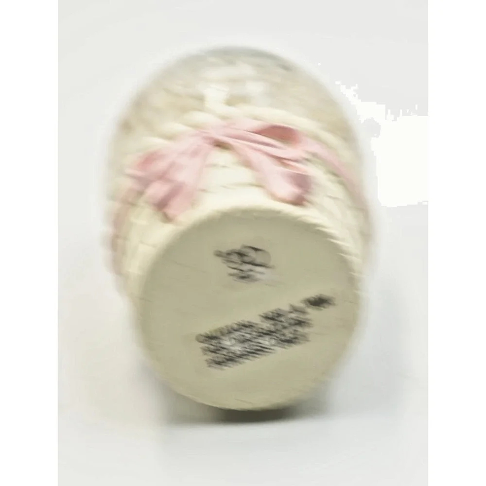 Enesco Egg Snow Globe Bear in Basket with Pink‎ Bow – 1992 Vintage